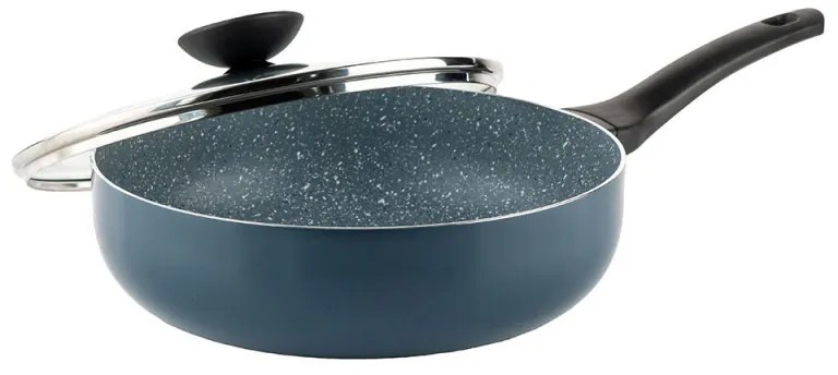 Дълбок тиган с капак Luigi Ferrero Prima FR-2634L, 26x7.5 см, 3.4 л, Незалепващо покритие, Стъклен капак с отвор за пара, Индукция, Тъмносин