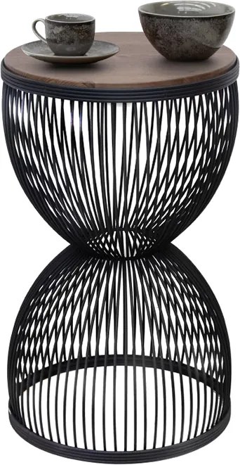Stella metal - МДФ side table in black - walnut color Ø34,5x56,5см.