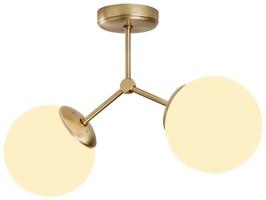 Бяло/в месингов цвят осветително тяло за таван със стъклен абажур 15x44 cm Damar – Opviq lights