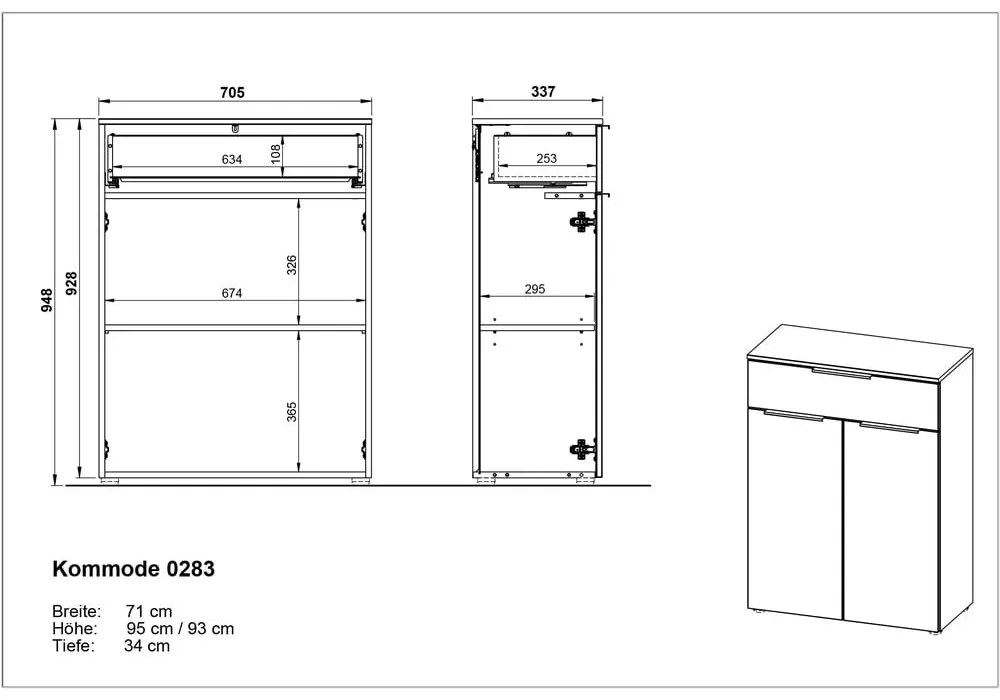 Висок висящ шкаф за баня в антрацитен цвят 71x95 cm Crandon - Germania