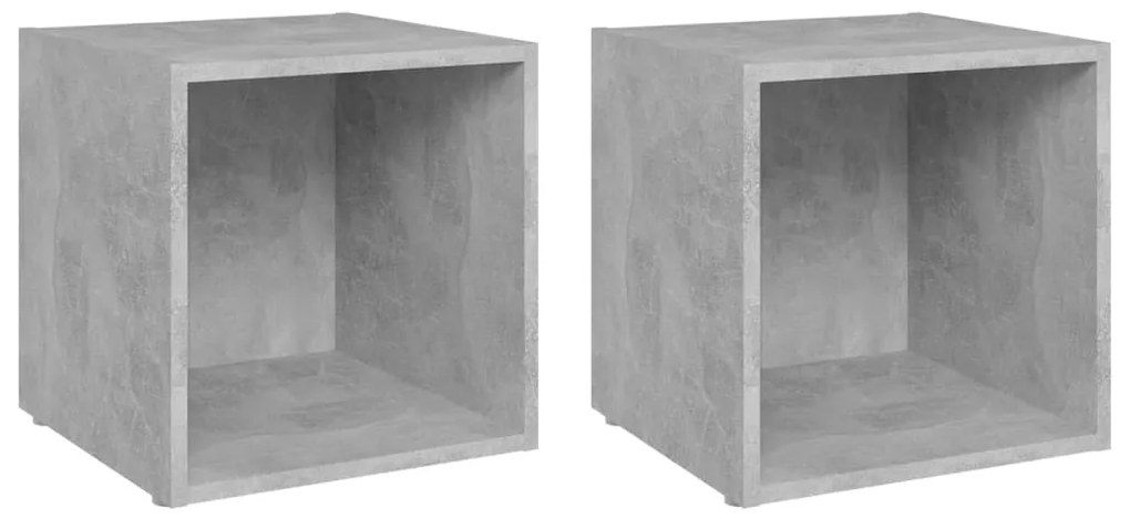 805511 vidaXL ТВ шкафове, 2 бр, бетонно сиви, 37x35x37 см, инженерно дърво