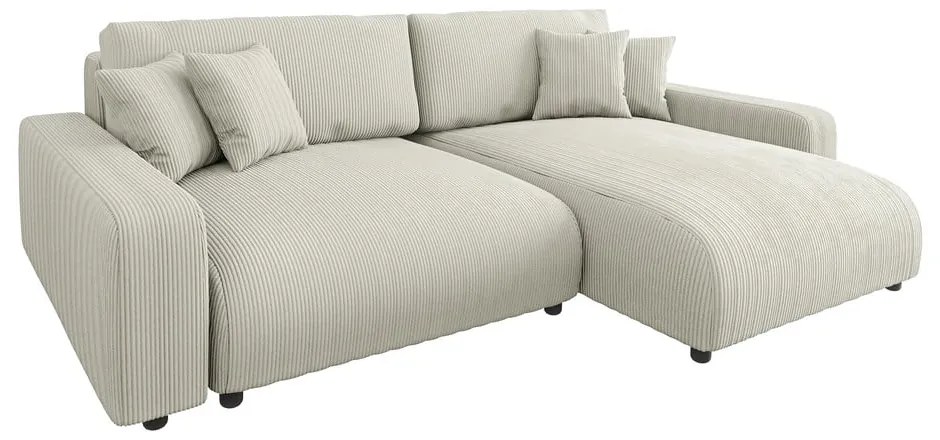Кремав разтегателен ъглов диван от рипсено кадифе (променлив) Sara – Ropez