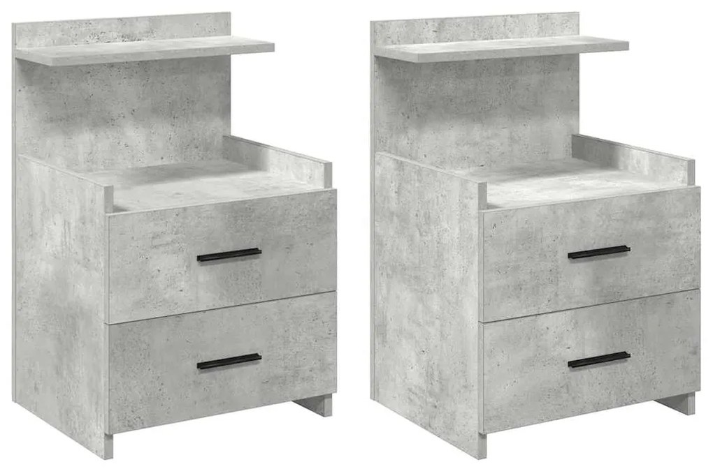 858639 vidaXL Нощни шкафчета, 2 бр. с 2 чекмеджета, бетонно сиви, 40x36,5x62 см