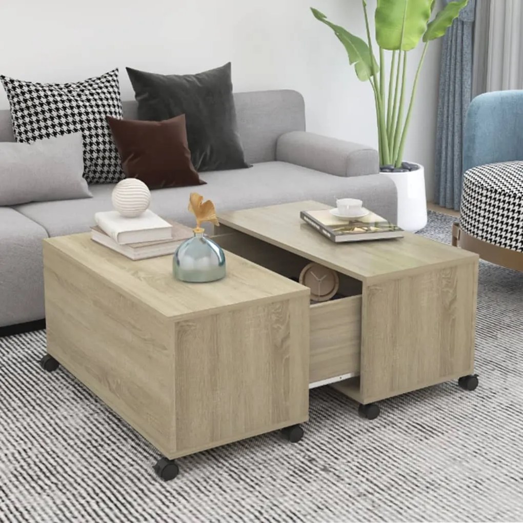 806870 vidaXL Маса за кафе, дъб сонома, 75x75x38 см, инженерно дърво