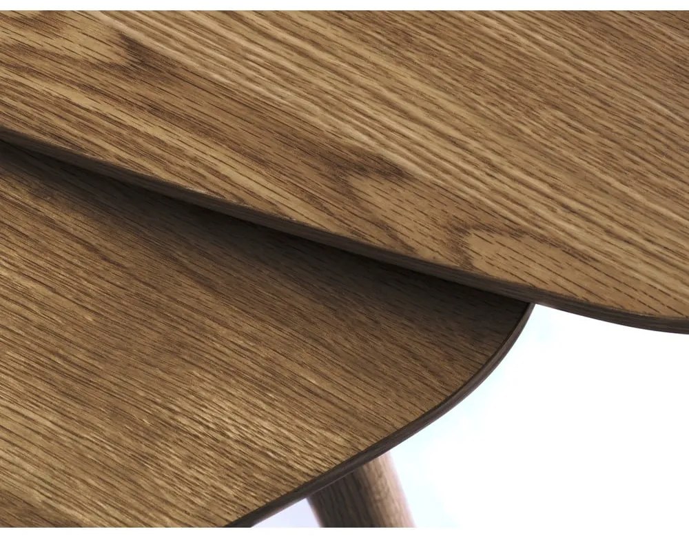 Кафяви масички за кафе в комплект от 2 бр. от декор от дъб 70x100 cm Adda – Unique Furniture