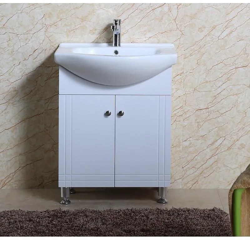 Долен шкаф за баня ICP 6591, PVC, бял, с умивалник, 85x44x65см