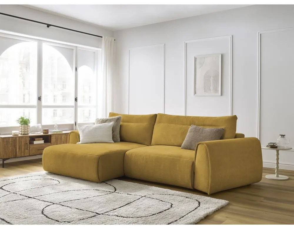 Ъглов диван в цвят жълта охра Aden – Bobochic Paris