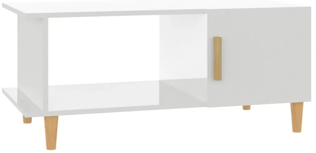812750 vidaXL Кафе маса, бял гланц, 90x50x40 см, инженерно дърво