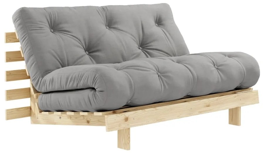 Сив разтегателен диван 140 cm Roots - Karup Design