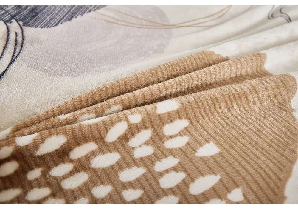 Светлокафяво единично спално бельо от микроплюш 140x200 cm Circles – My House