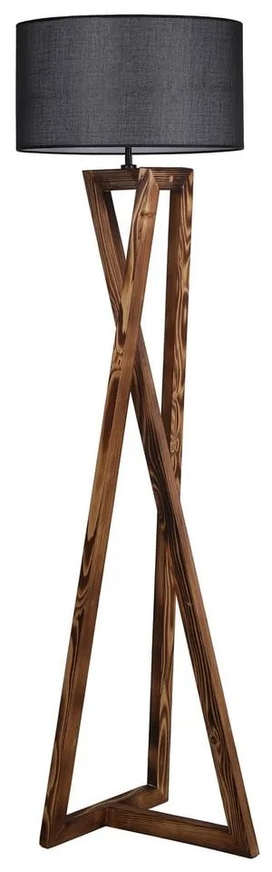 Черна и кафява подова лампа с текстилен абажур (височина 166 cm) Maçka – Opviq lights