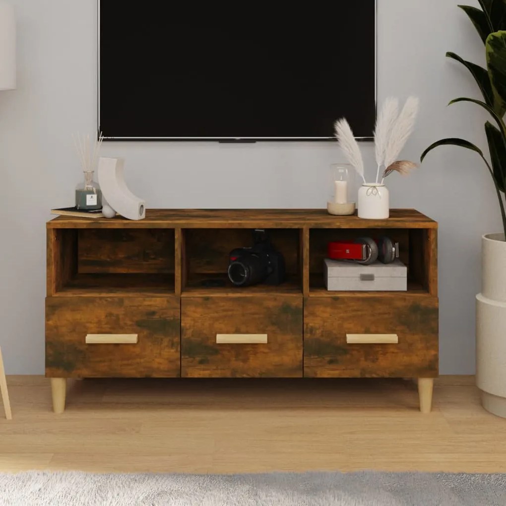 817495 vidaXL ТB шкаф, опушен дъб, 102x36x50 см, инженерно дърво