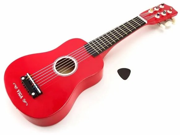 Дървена играчка - Китара червена &quot;Guitar 21&quot; Red - Viga Toys