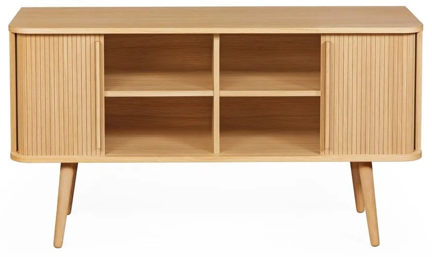 Нисък скрин от декор от дъб с плъзгащи се врати естествен 138x75 cm Rove – Woodman