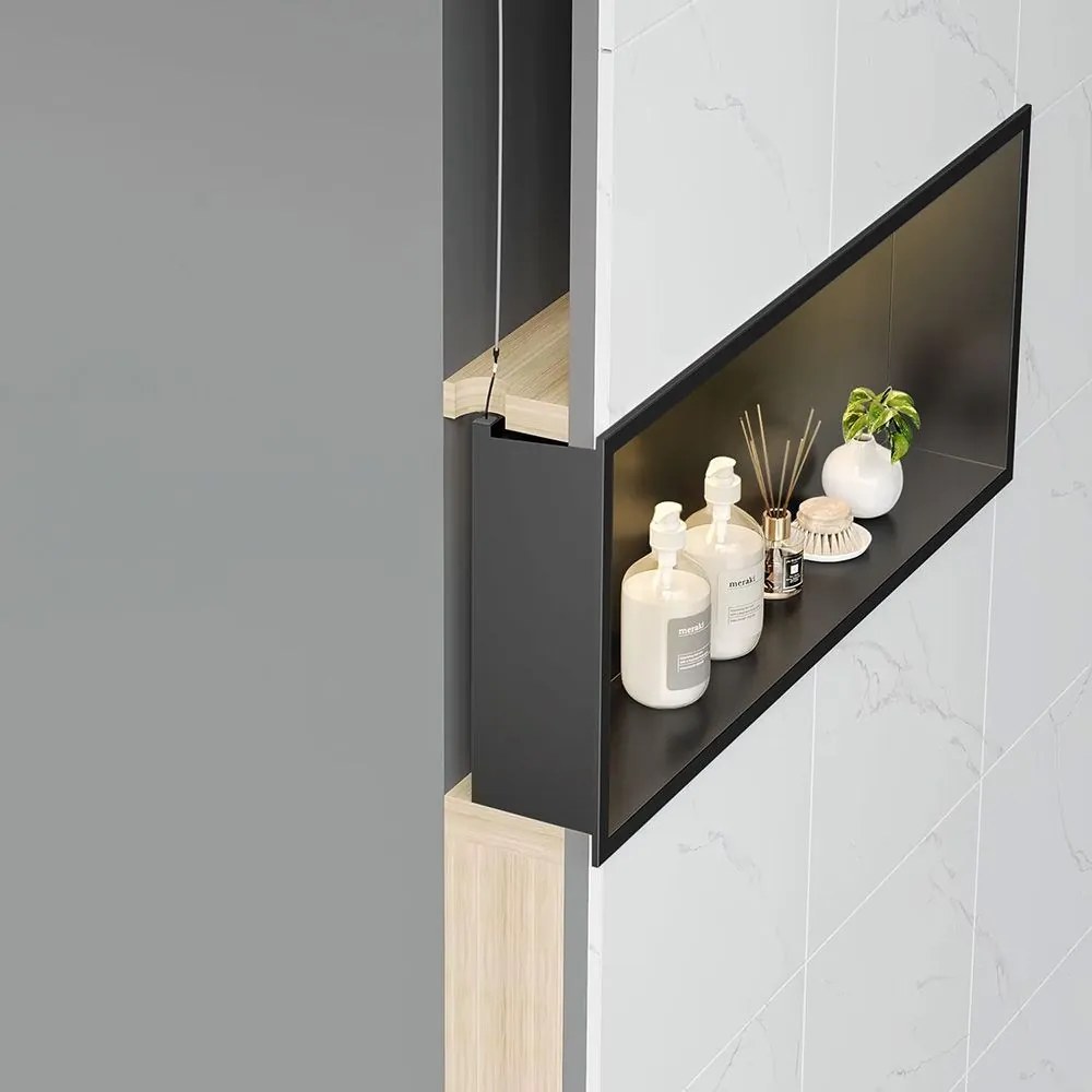 Вграден рафт за баня LED 30x45 black