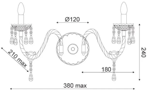 Аплик за стена Garbor 2-лампи-Black