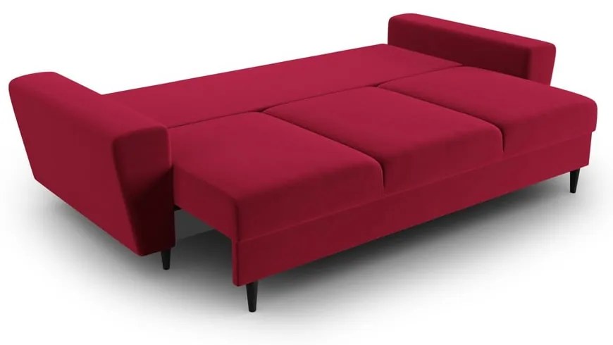Червен кадифен разтегателен диван с място за съхранение 235 cm Kyoto – Cosmopolitan Design