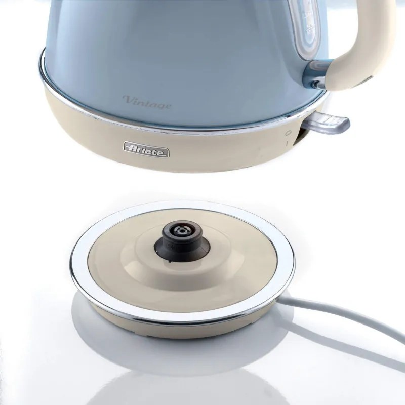 Електрическа кана VINTAGE 2869/05, 2000W, 1.7 л, Подвижен филтър, Прозорец за водата, 360C безжична основа, Син