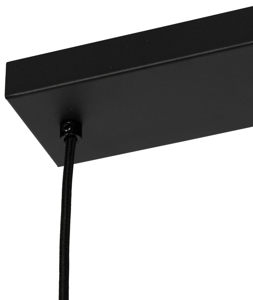 Висяща лампа в стил Арт Деко черна с опушено стъкло 4-светлина - Josje