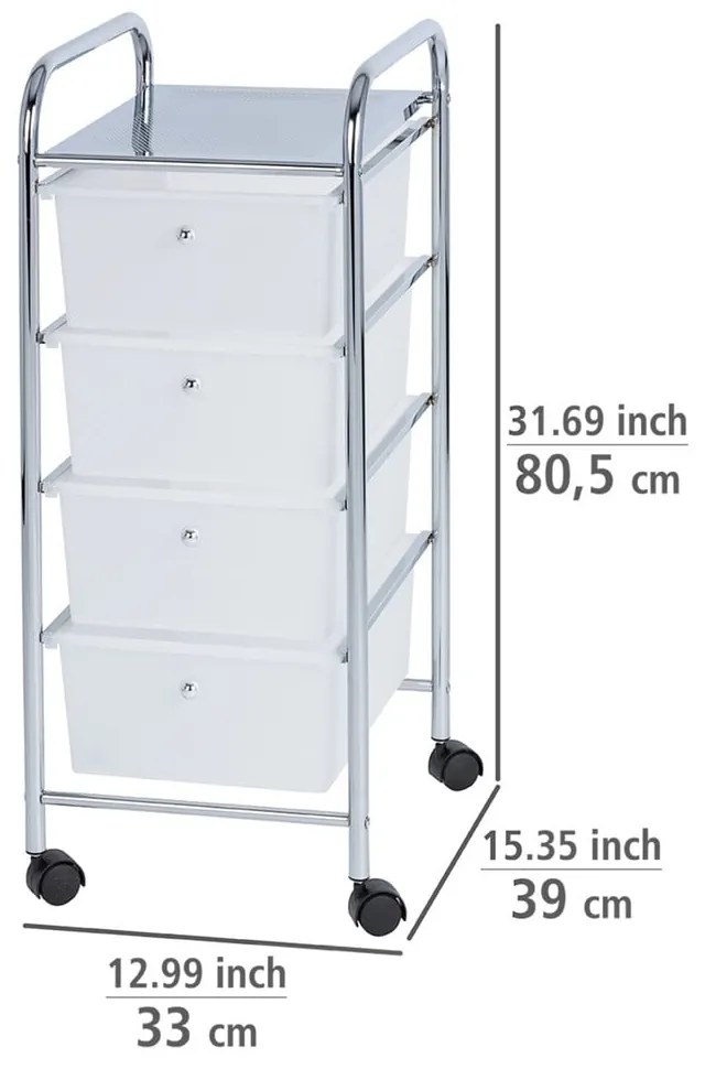 Мобилен рафт за баня с 4 чекмеджета Messina Messian - Wenko