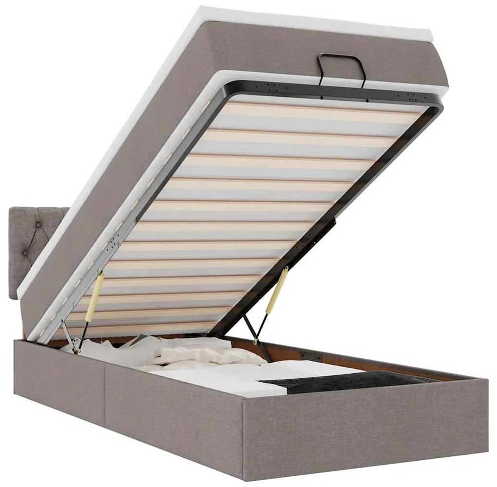 3311501 vidaXL Османска легло с матрак, таупе, 80x200 см, плат