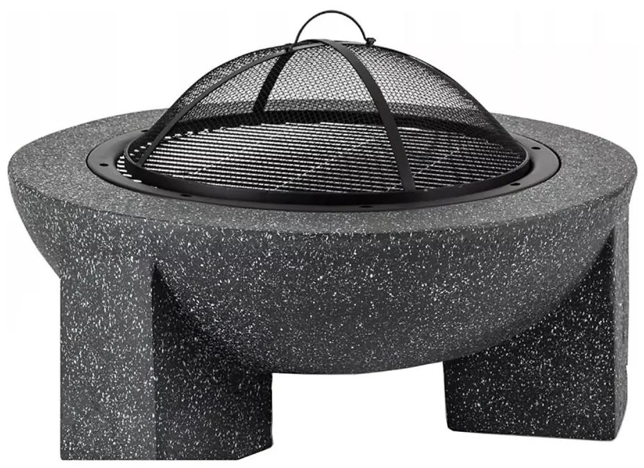Преносимо огнище с грил-решетка 74x30 cm, черен/тъмен гранит