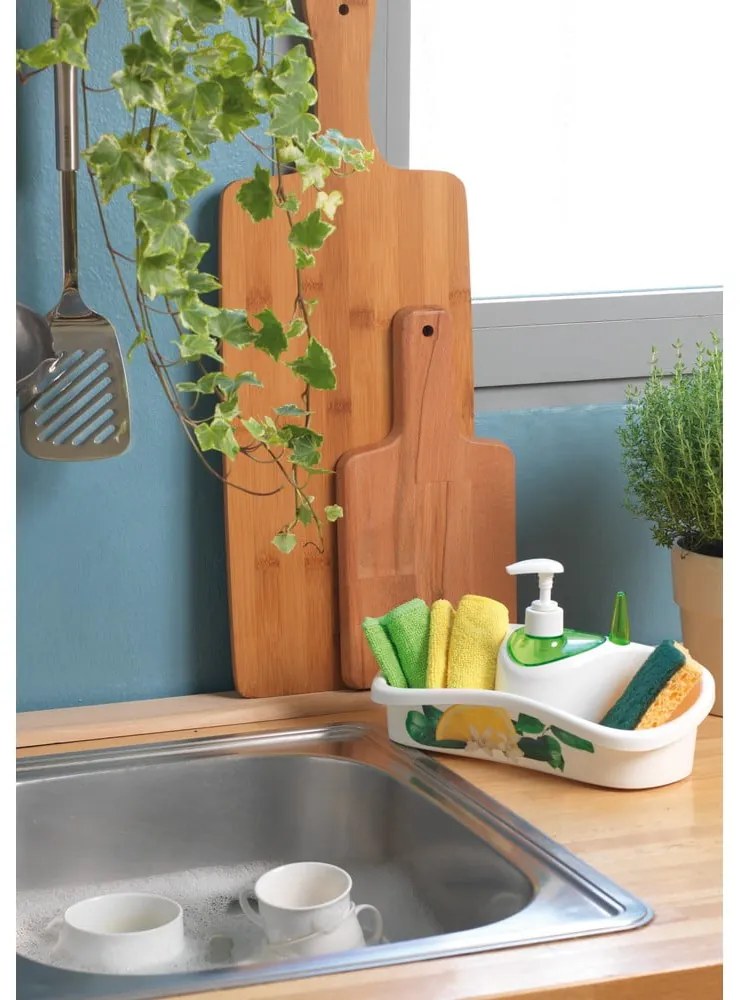 Зелен органайзер за мивка с дозатор за миещ препарат - Snips