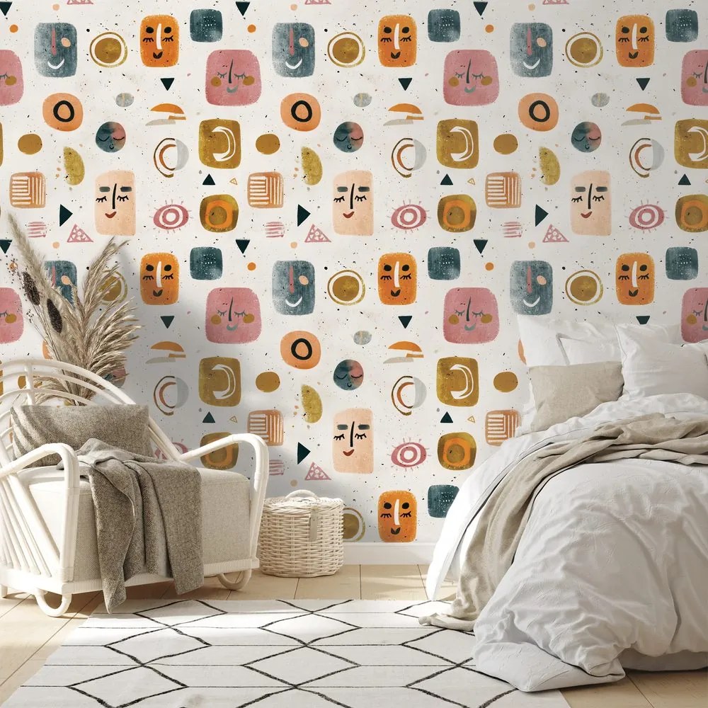 Самозалепващ тапет – Абстрактни лица и геометрия
