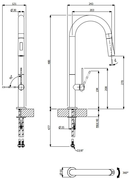 Кран за мивка Tozo Asphalt GR II