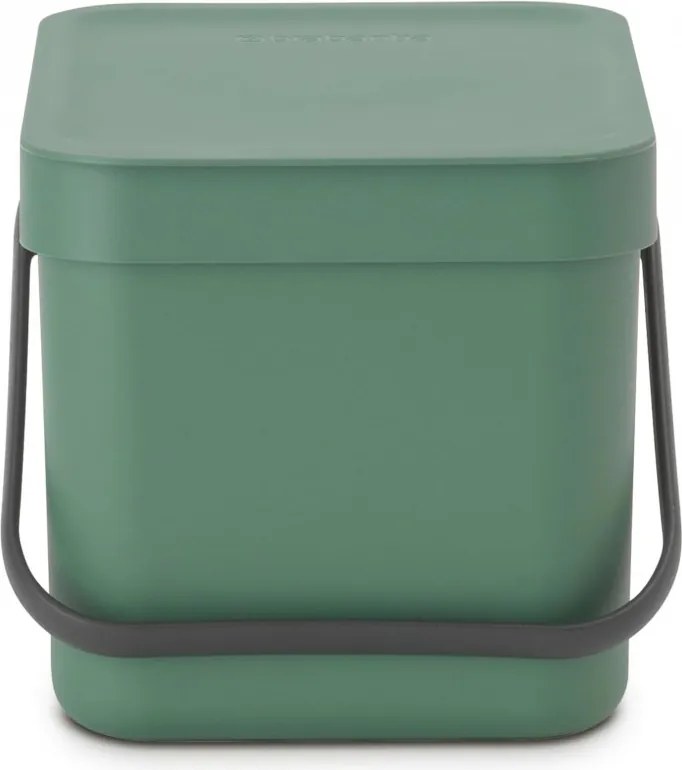 Кош за разделно събиране на боклук Brabantia Sort&Go 1003233, 6 л, Дръжка, Възможност за стенен монтаж, Тъмнозелен