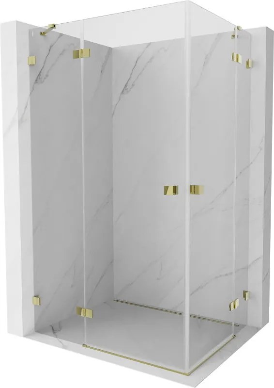 Mexen Lunar Duo лява окачена душ кабина 120 x 100 см, прозрачна, златна - 834-120L-100P-50-00