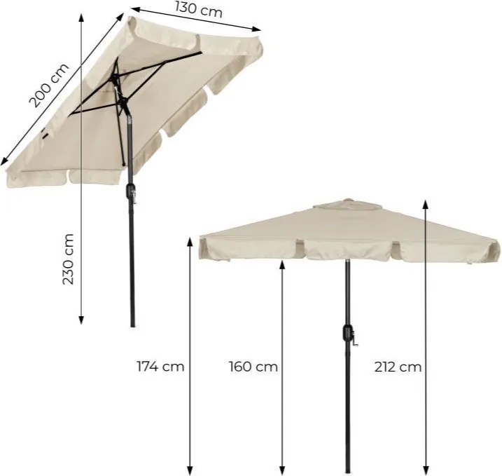 Елегантен градински чадър с регулируем наклон 200x130 cm