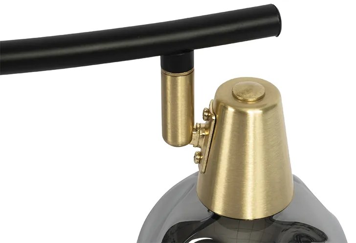 Таванна лампа в стил арт деко златна с димно стъкло 4-светлина - Vidro