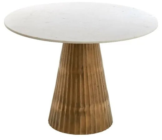 Кръгла маса за хранене в бяло и бронз с мраморен плот ø 100 cm Leyda - Light &amp; Living