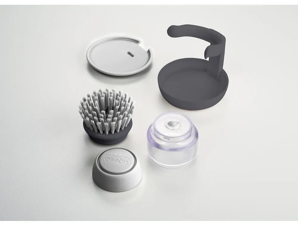 Сива четка с дозатор и стойка Palm Scrub - Joseph Joseph