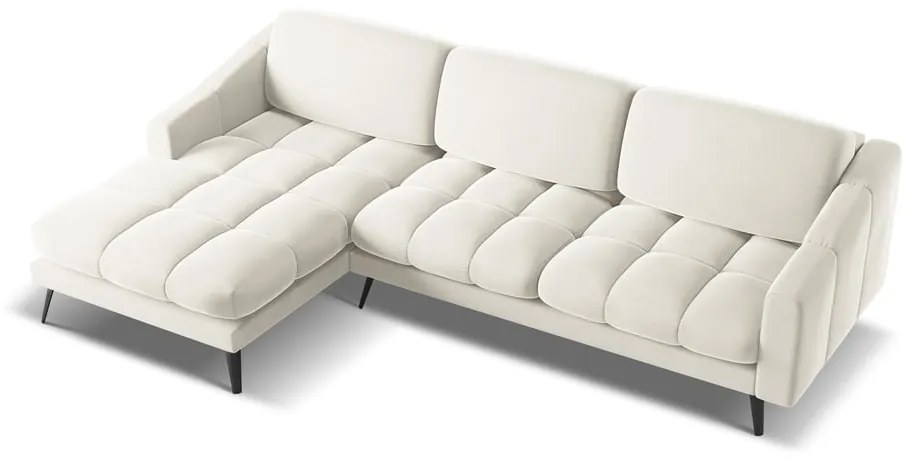 Кремав кадифен ъглов диван (ляв ъгъл) Nalu – Makamii