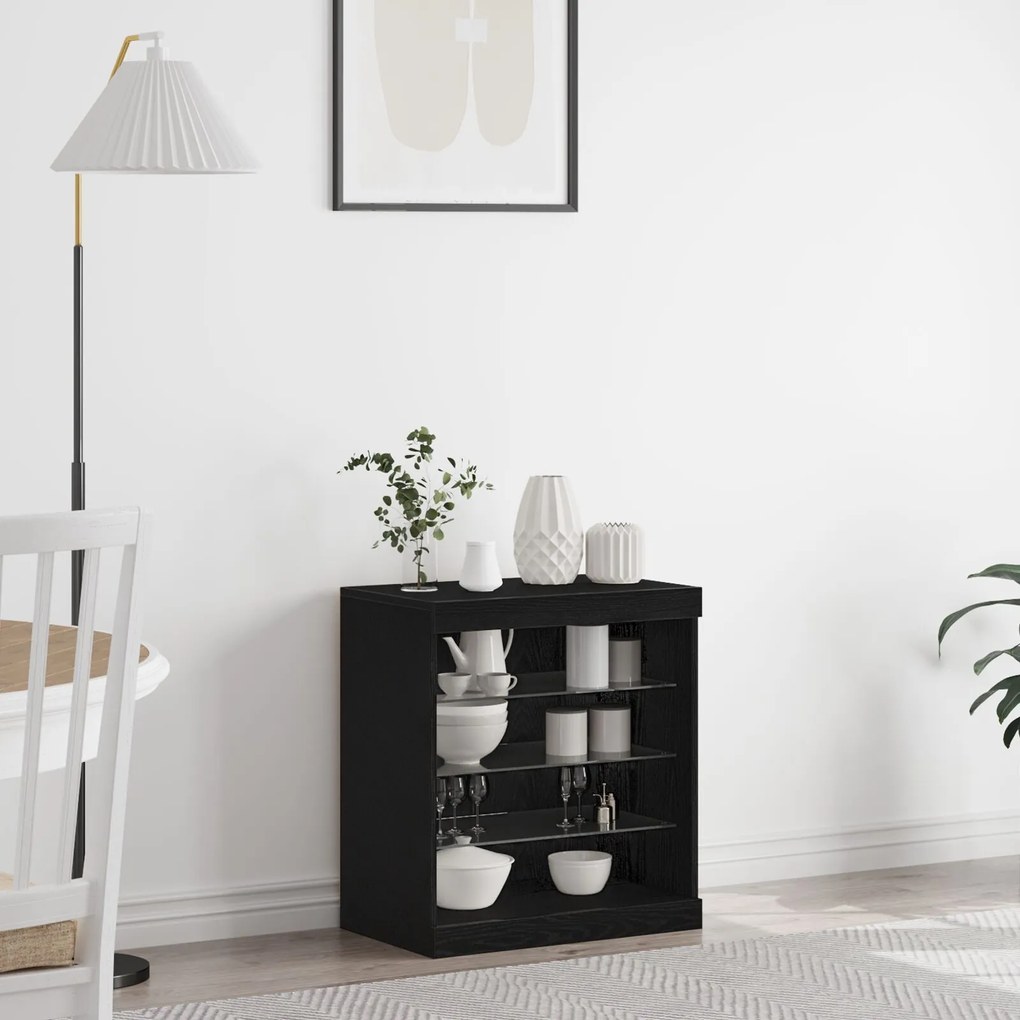 Sonata H Комод с LED светлини Черен дъб 60,5x37x67 см
