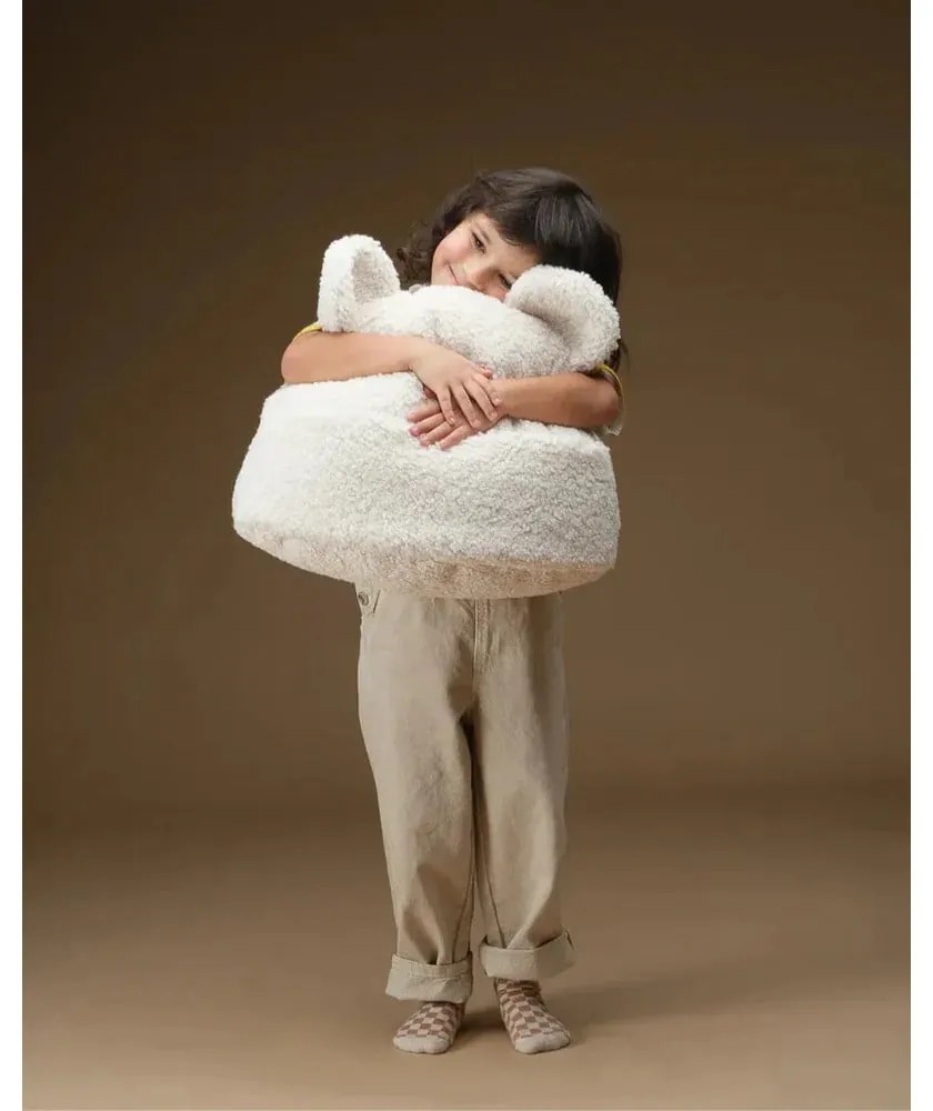 Кремава детска възглавница за диван от букле Teddy Pouch – Wigiwama