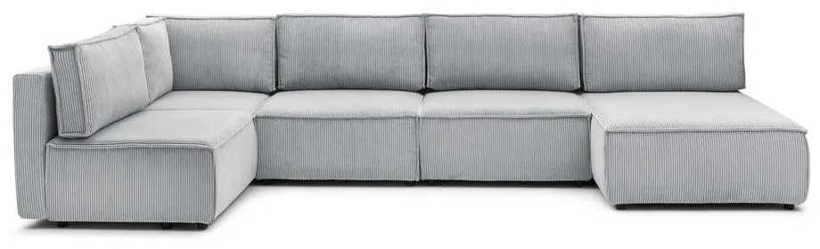 Светлосив велурен променлив U-образен ъглов диван Nihad modular - Bobochic Paris
