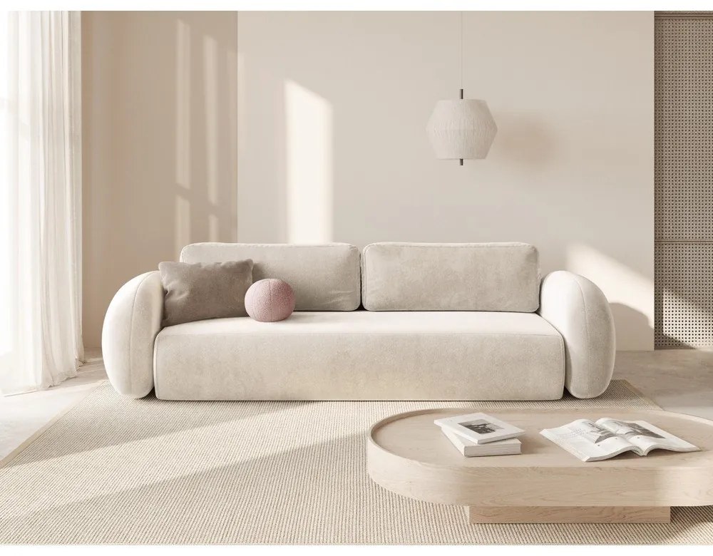 Кремав кадифен сгъваем/с място за съхранение диван 262 cm Tonale – Cosmopolitan Design