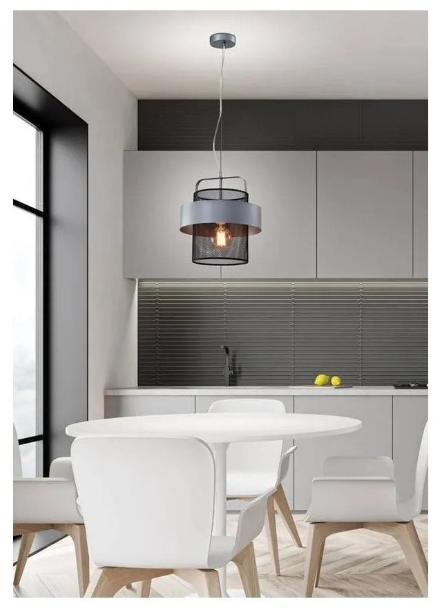 Метална висяща лампа в черно и сребристо ø 30 cm Fiba - Candellux Lighting