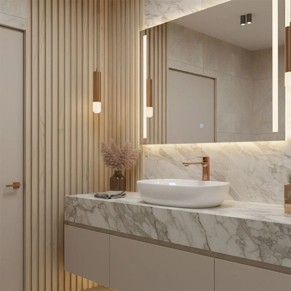 Смесител за мивка Rea Drop Brush Copper High