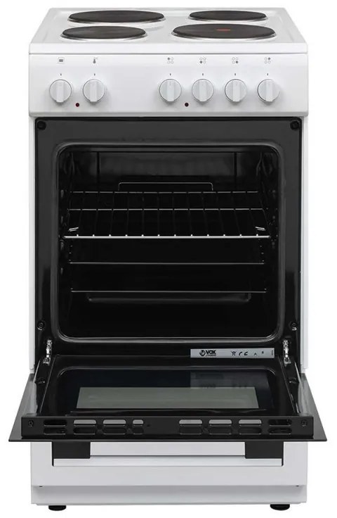 Готварска печка VOX EHB 5010 WG, 8500W, 55 л, Клас А, 4 електрически котлона, 3 функции, До 250C, Бял