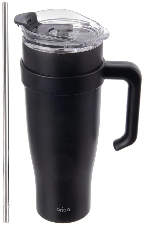 Черна термочаша със сламка 1,2 l Termo – Orion