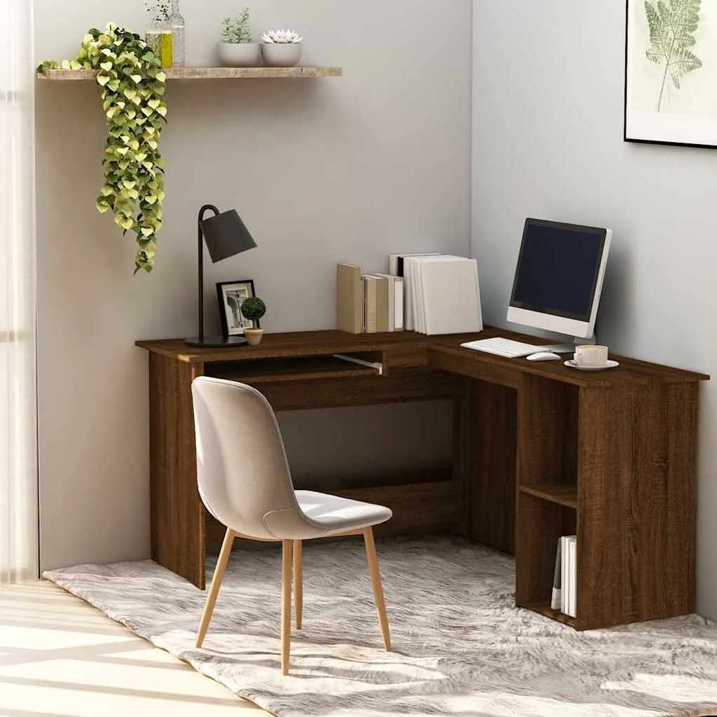 815386 vidaXL Ъглово бюро, кафяв дъб, 120x140x75 см, инженерно дърво
