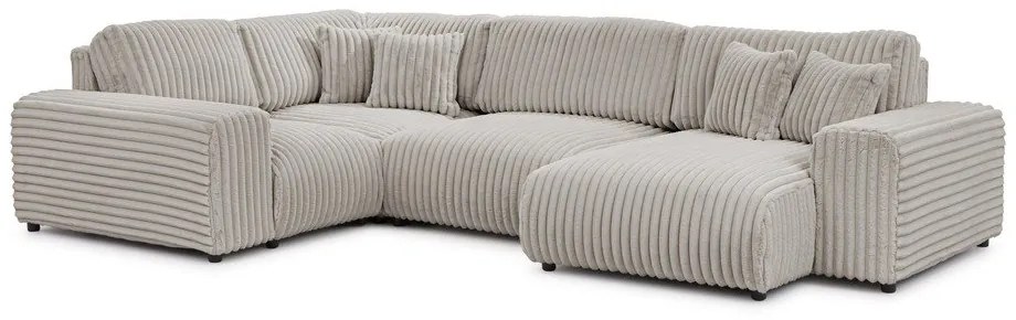 Светлосив ъглов диван от рипсено кадифе (ляв ъгъл/U форма) Justin – Ropez