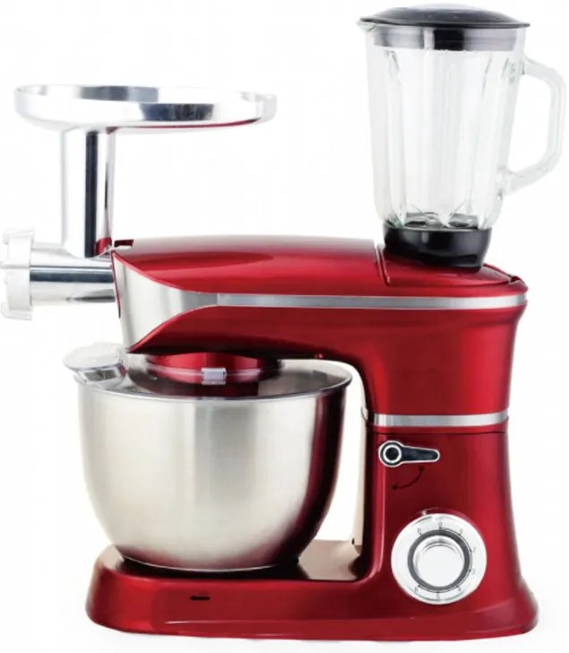 Кухненски робот 3в1 ZEPHYR ZP 1115 QBM, 1900W, 6.5 литра, Блендер, Миксер, Месомелачка, Червен