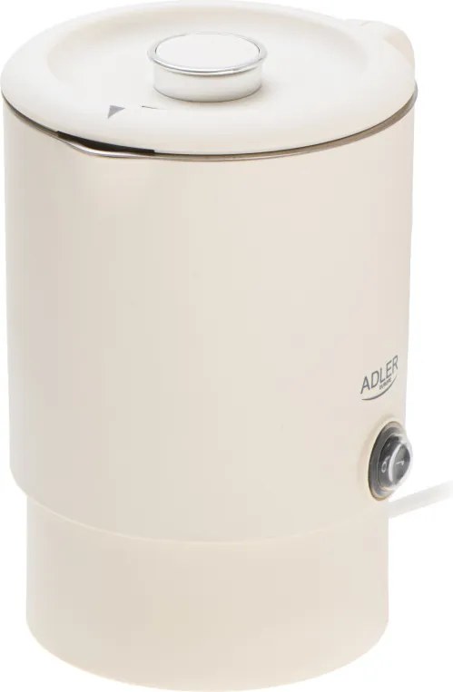 Електрическа кана за туризъм Adler AD 1388b, 650W, 0.8 л, Сваляем капак, Въртяща се основа, Бежов