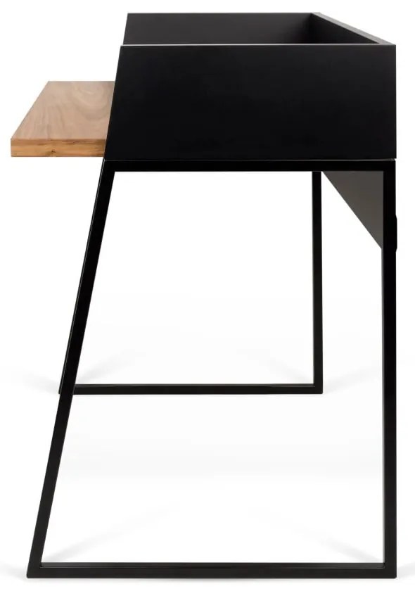 Черно работно бюро с детайли от орехово дърво Volga - TemaHome