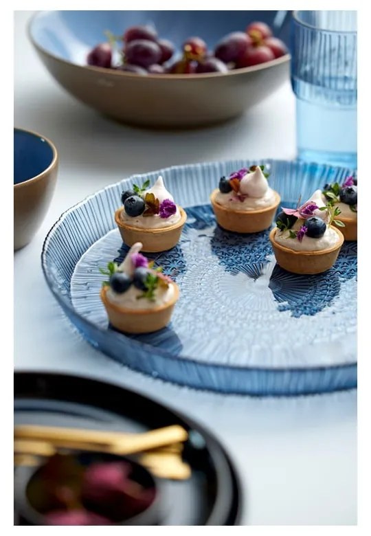 Синя стъклена чиния за сервиране ø 30 cm Kusintha - Bitz